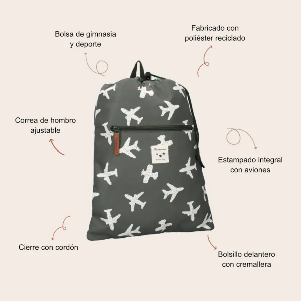 Bolsa de gimnasio Prague Adore More-Army - Imagen 5